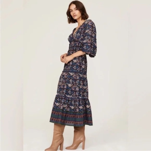 Sea New York Noah Smocked Midi Dress In Navy 31760 - Picture 2 of 15